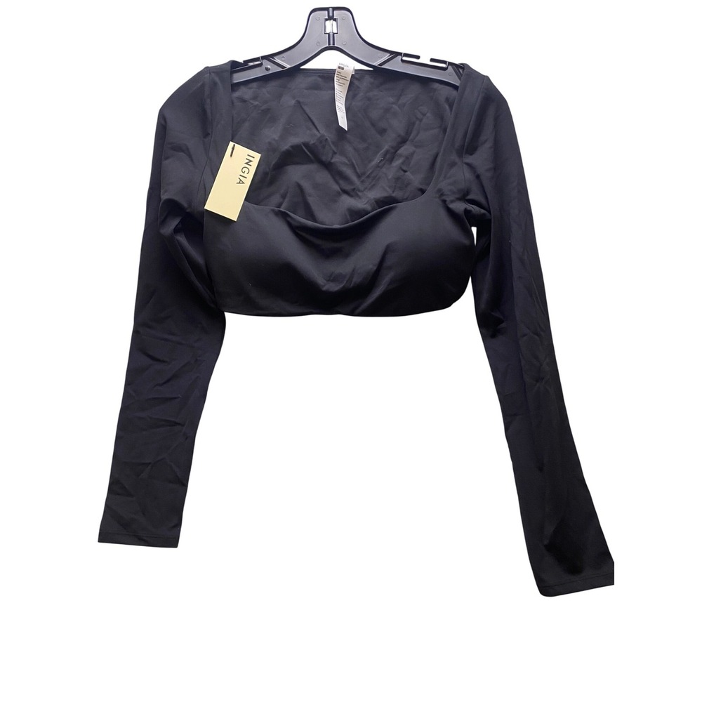 INGIA‎ Crop Top Womens Large Black Padded Athletic Athleisure Workout Base Layer
